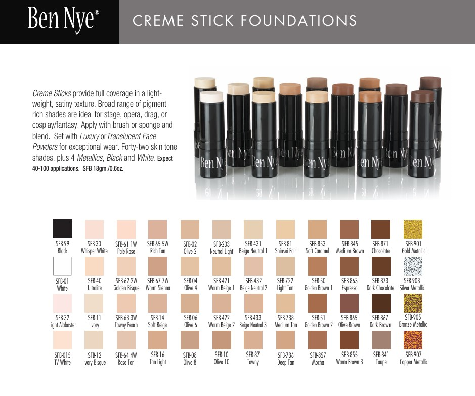 Creme Stick Foundations - Fleshtones - Ben Nye